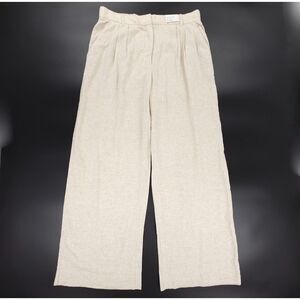 NWT Abercrombie Linen Tailored Wide Leg Pleated Trouser Minimal Clean Girl Pant